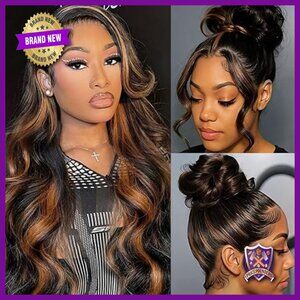 26 Inch Human Hair Lace Front Wig 200 Density Glueless Full Lace